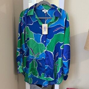 Entro Blue and Green Patterned Shirt